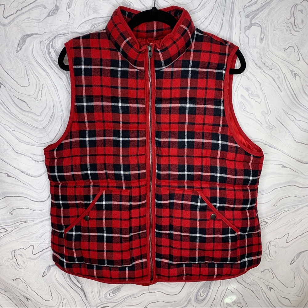 NWOT Ava & Viv Plaid Puffy Vest 1XL